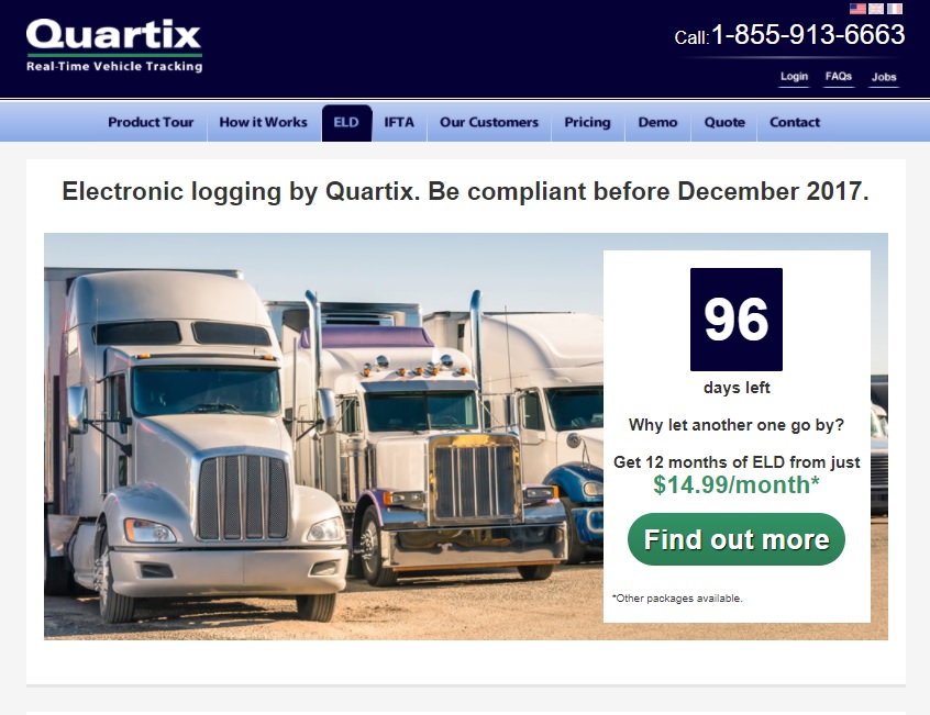 SEO Consultant Hampshire Helps To Roll Out New Targeted Landing Pages For SEO And PPC - Quartix USA - ELD Electronic Logging Landing Page