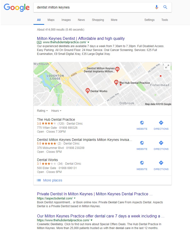 SEO Consultant Hampshire Gets Aspects Dental In Milton Keynes To The Top Of Google