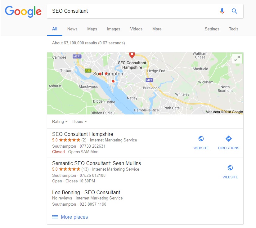 Local Search SEO - SEO Consultant Hampshire - Ranking For The Top SEO Keyword SEO Consultant In Southampton