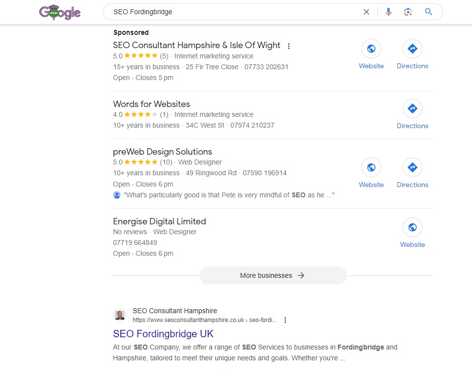 SEO Consultant Hampshire Gets To The Top Of Google For SEO Fordingbridge In Hampshire